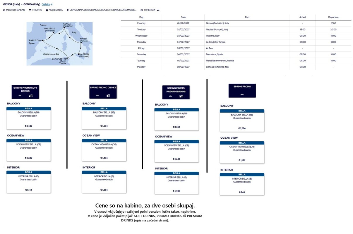 KRIŽARJENJA MSC - POSEBNA POMLADNA PONUDBA (SPRING PROMO) - INDIVIDUALNI ODHODI