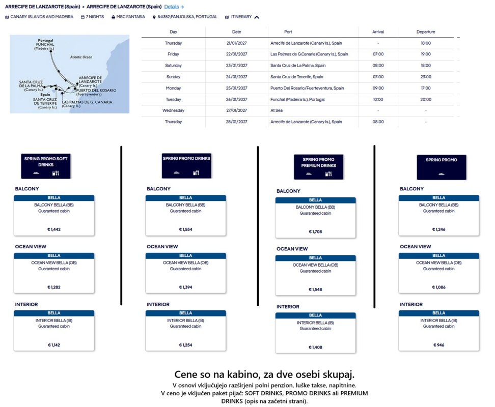 KRIŽARJENJA MSC - POSEBNA POMLADNA PONUDBA (SPRING PROMO) - INDIVIDUALNI ODHODI