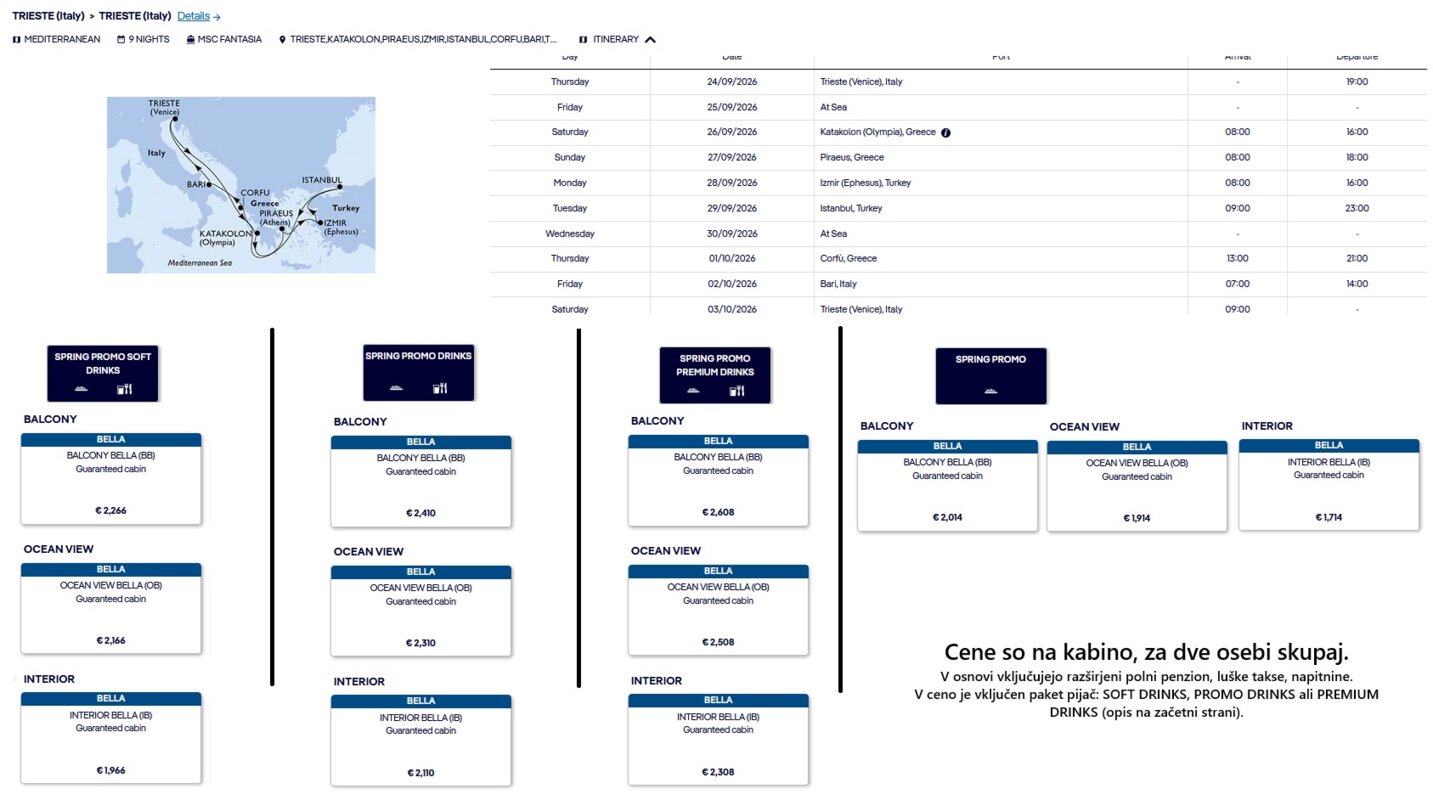 KRIŽARJENJA MSC - POSEBNA POMLADNA PONUDBA (SPRING PROMO) - INDIVIDUALNI ODHODI