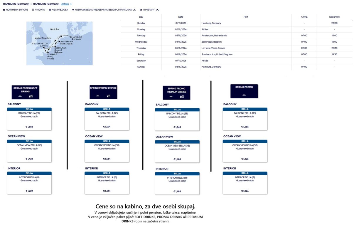 KRIŽARJENJA MSC - POSEBNA POMLADNA PONUDBA (SPRING PROMO) - INDIVIDUALNI ODHODI