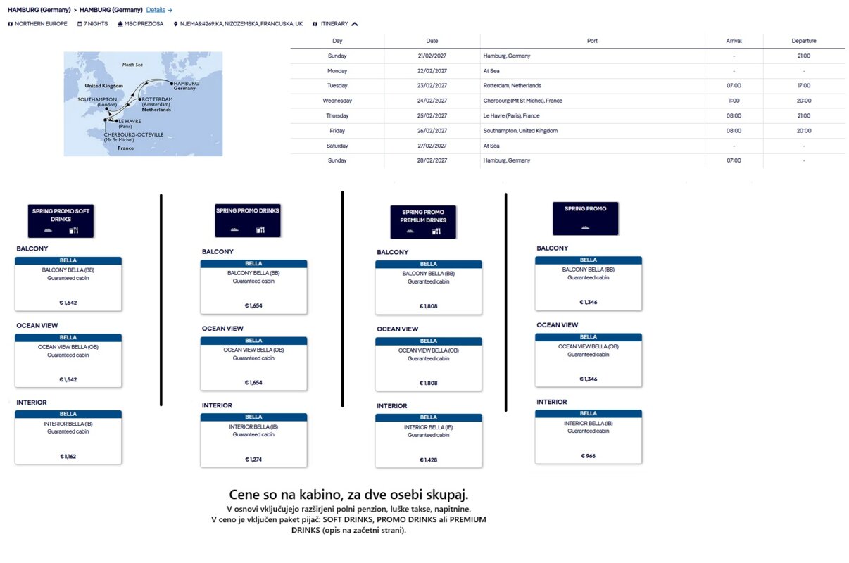 KRIŽARJENJA MSC - POSEBNA POMLADNA PONUDBA (SPRING PROMO) - INDIVIDUALNI ODHODI