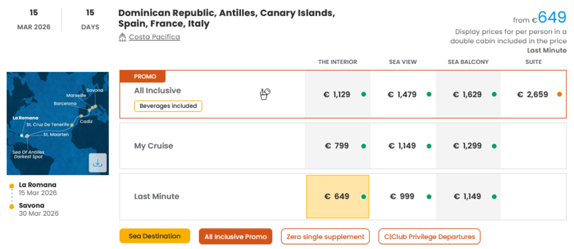 COSTA - LAST MINUTE na dan 04.03.2026