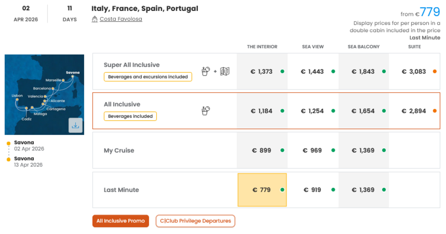 COSTA - LAST MINUTE na dan 04.03.2026