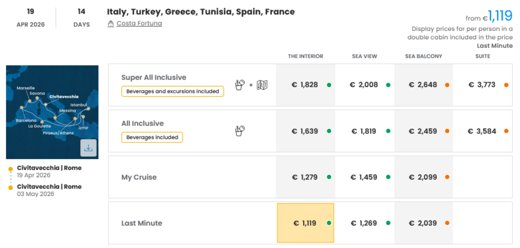 COSTA - LAST MINUTE na dan 23.03.2026