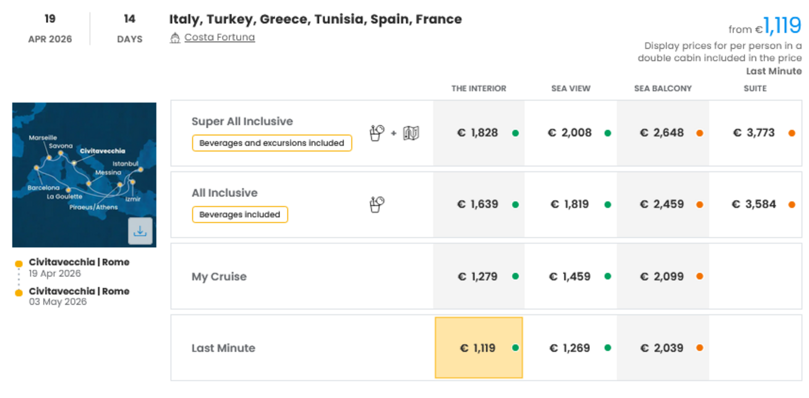 COSTA - LAST MINUTE na dan 27.03.2026