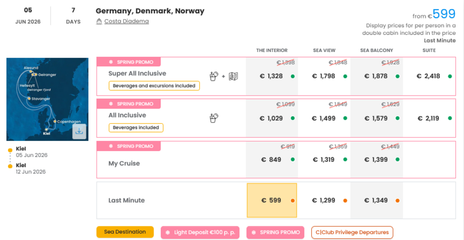 COSTA - LAST MINUTE na dan 27.03.2026