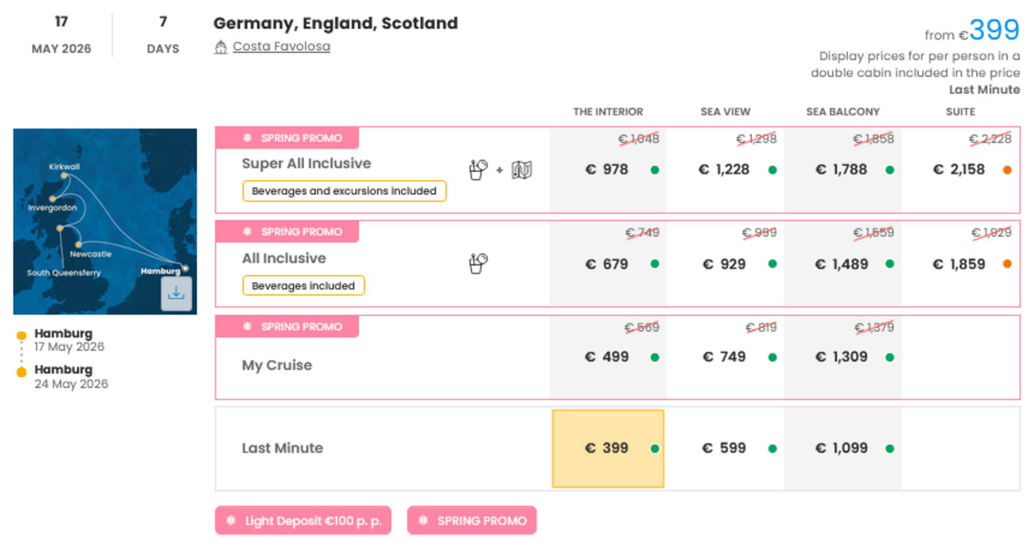 COSTA - LAST MINUTE na dan 27.03.2026