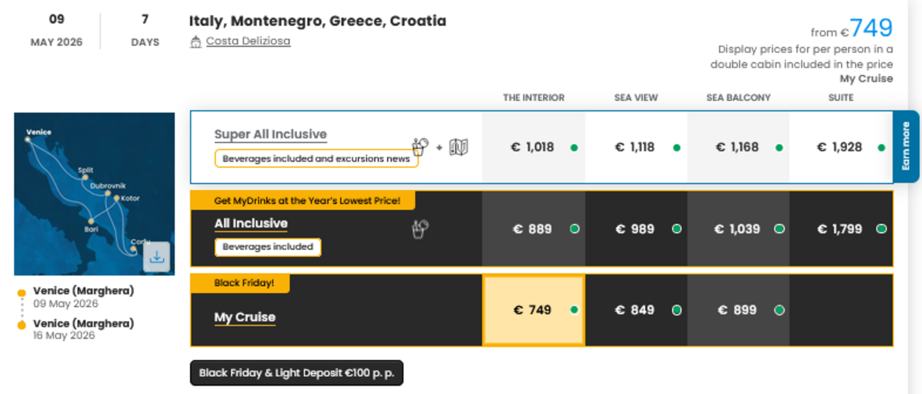 KRIŽARJENJE - POSEBNA PONUDBA "BLACK FRIDAY"