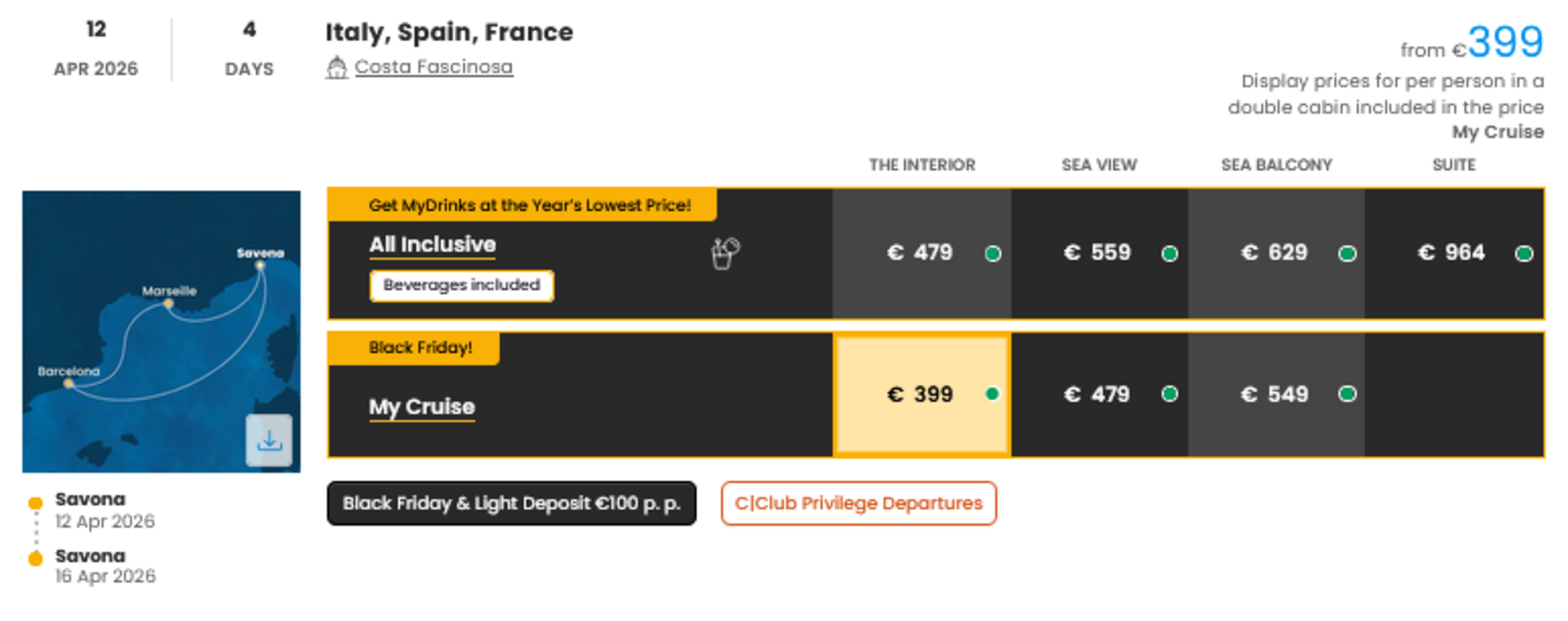 KRIŽARJENJE - POSEBNA PONUDBA "BLACK FRIDAY"