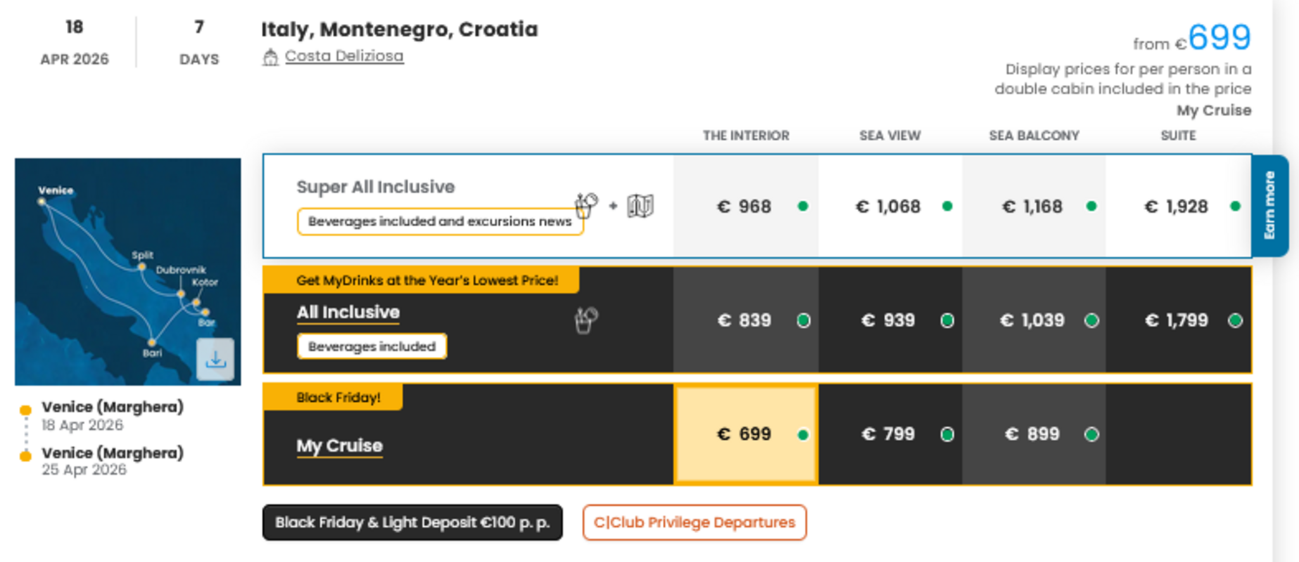 KRIŽARJENJE - POSEBNA PONUDBA "BLACK FRIDAY"
