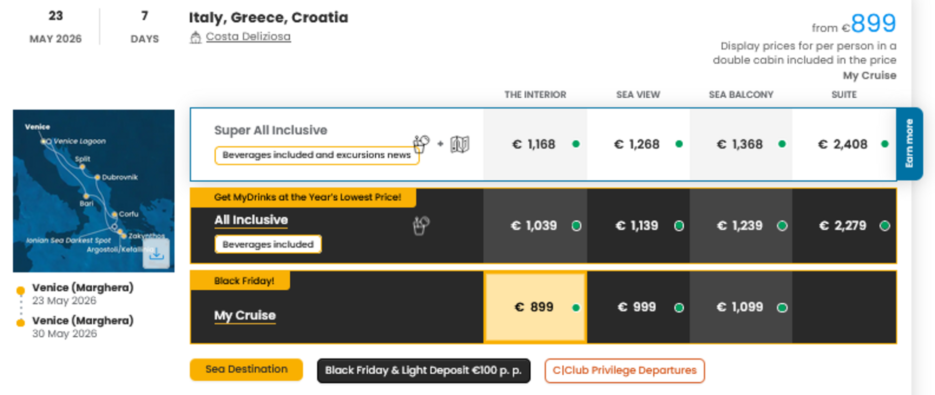 KRIŽARJENJE - POSEBNA PONUDBA "BLACK FRIDAY"