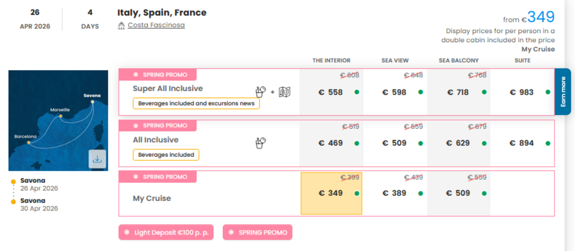 KRIŽARJENJE - POSEBNA PONUDBA "SPRING PROMO"