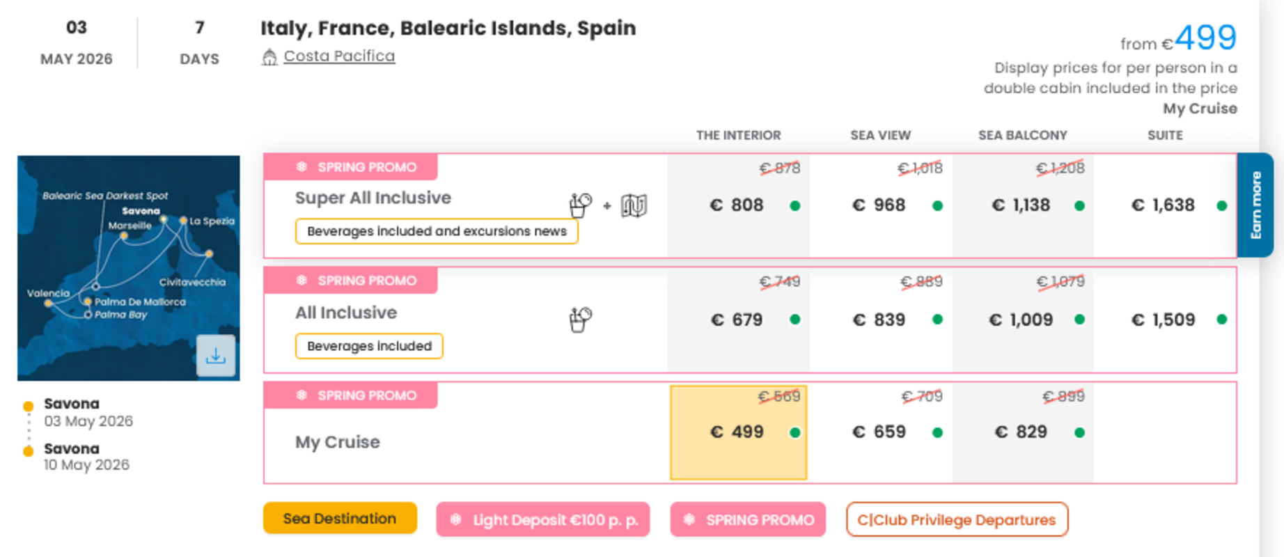 KRIŽARJENJE - POSEBNA PONUDBA "SPRING PROMO"