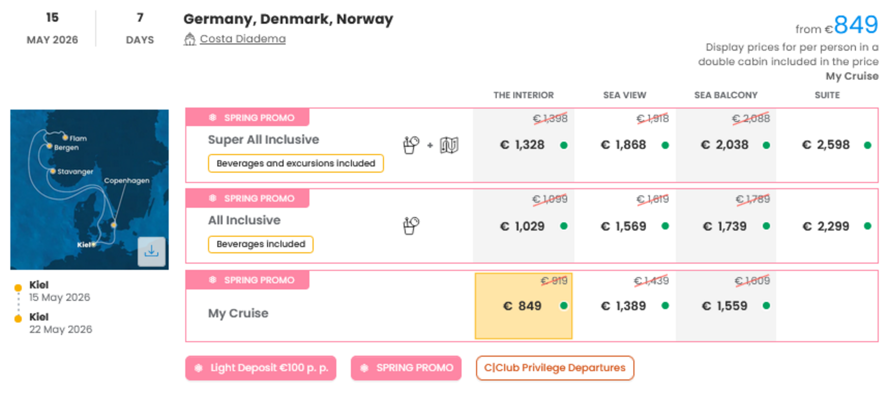 KRIŽARJENJE - POSEBNA PONUDBA "SPRING PROMO"
