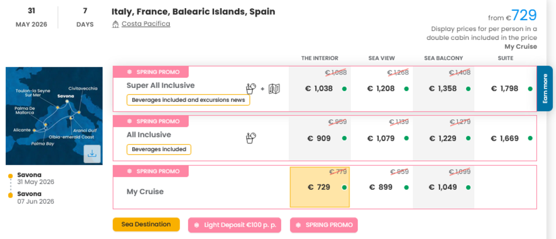 KRIŽARJENJE - POSEBNA PONUDBA "SPRING PROMO"