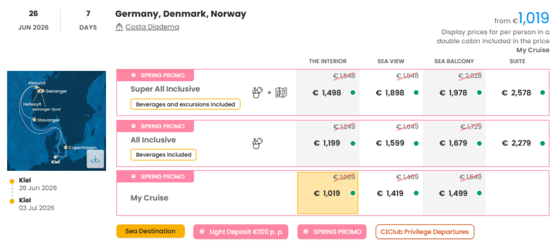 KRIŽARJENJE - POSEBNA PONUDBA "SPRING PROMO"