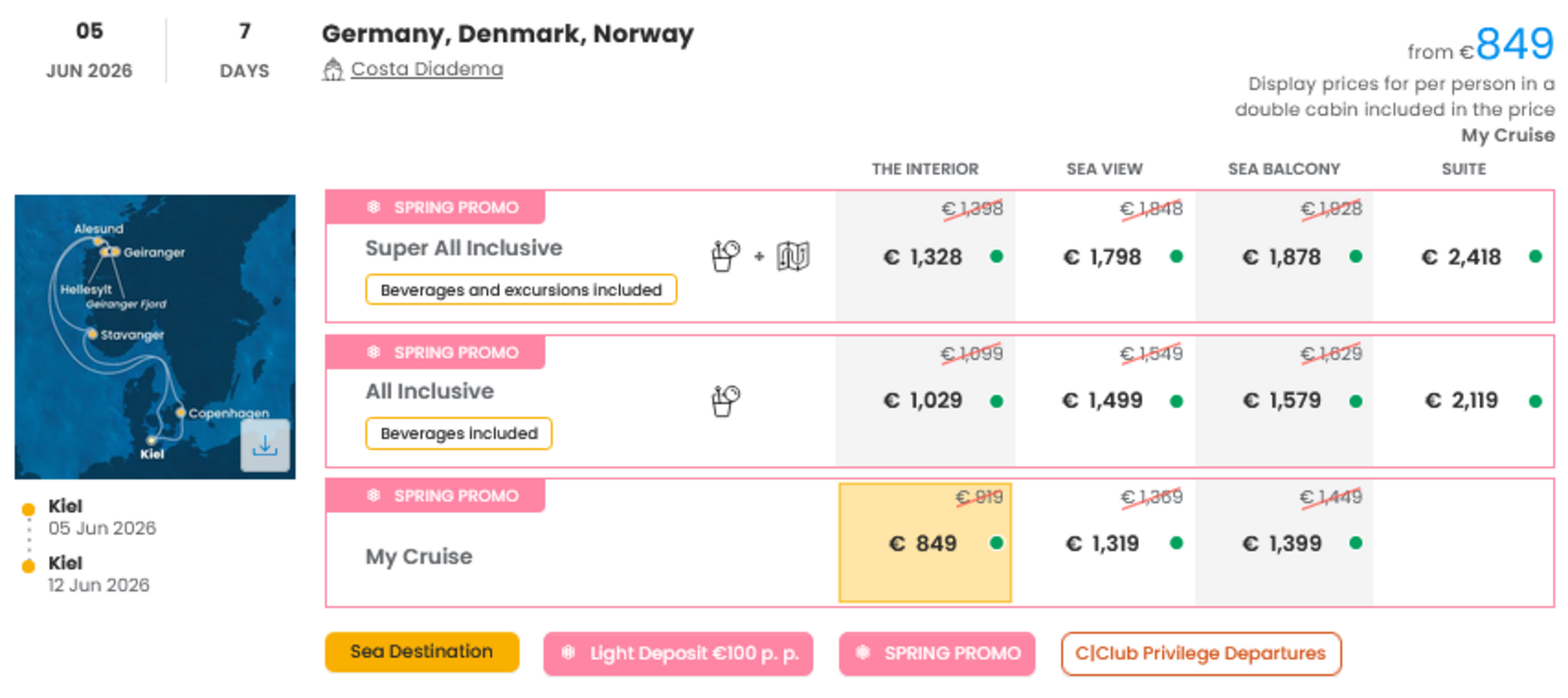 KRIŽARJENJE - POSEBNA PONUDBA "SPRING PROMO"
