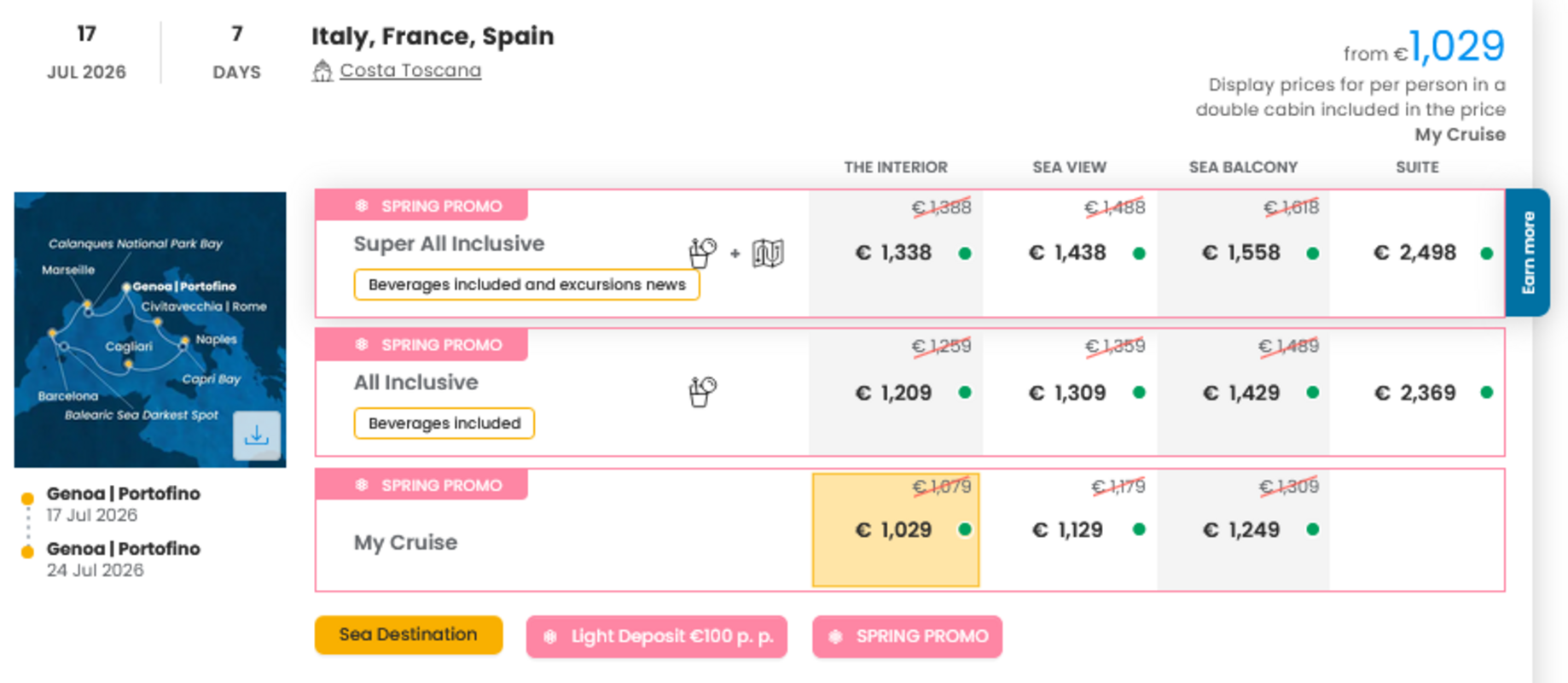 KRIŽARJENJE - POSEBNA PONUDBA "SPRING PROMO"