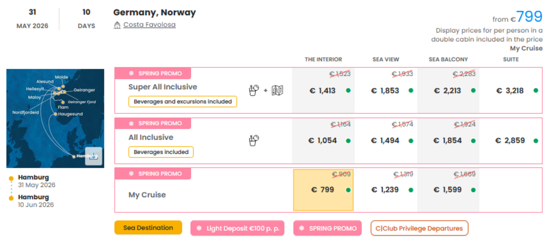 KRIŽARJENJE - POSEBNA PONUDBA "SPRING PROMO"