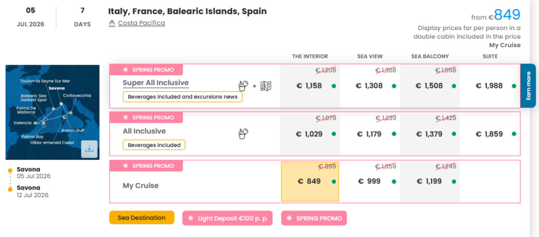 KRIŽARJENJE - POSEBNA PONUDBA "SPRING PROMO"
