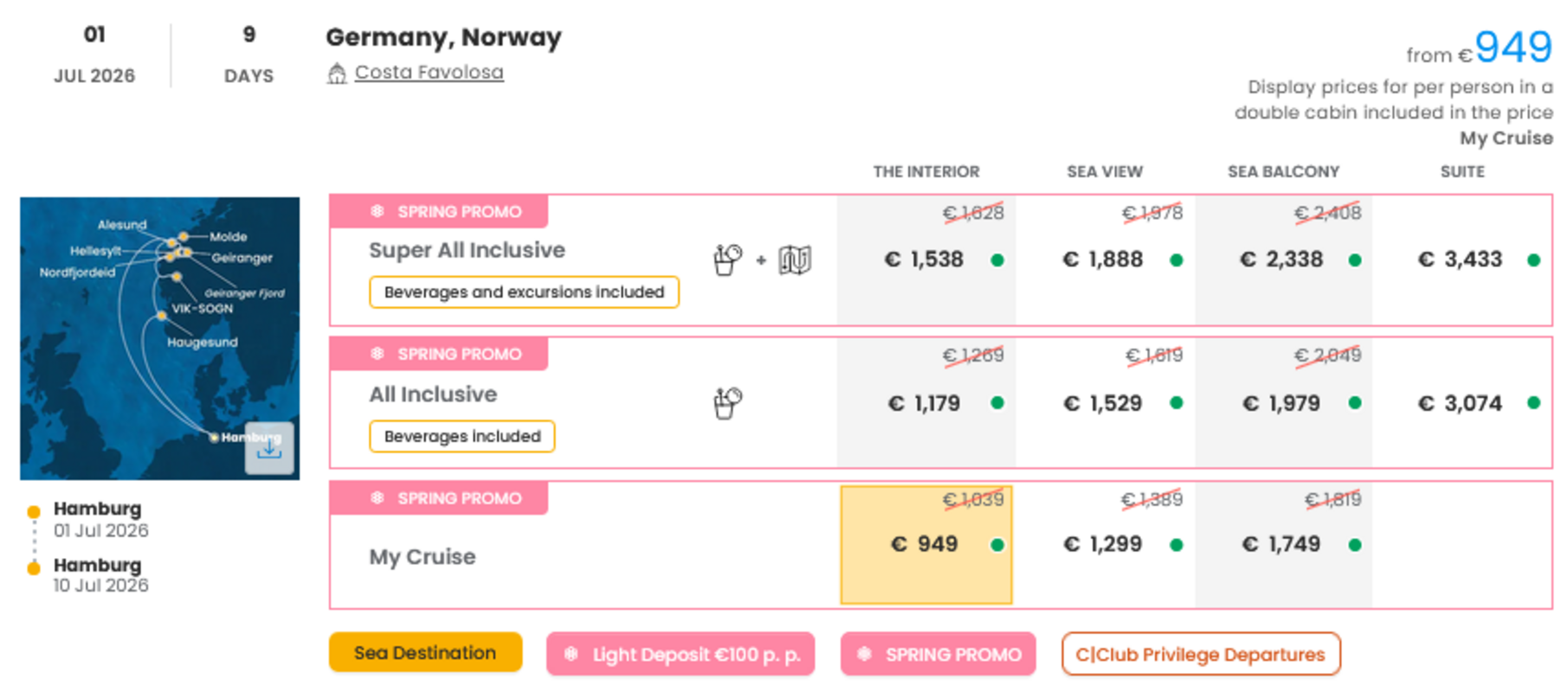 KRIŽARJENJE - POSEBNA PONUDBA "SPRING PROMO"