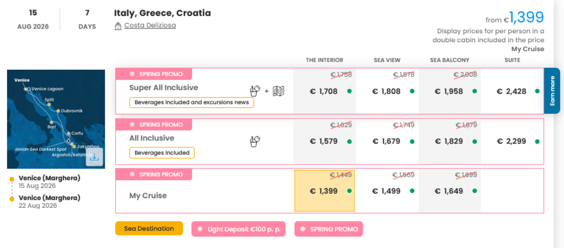 KRIŽARJENJE - POSEBNA PONUDBA "SPRING PROMO"