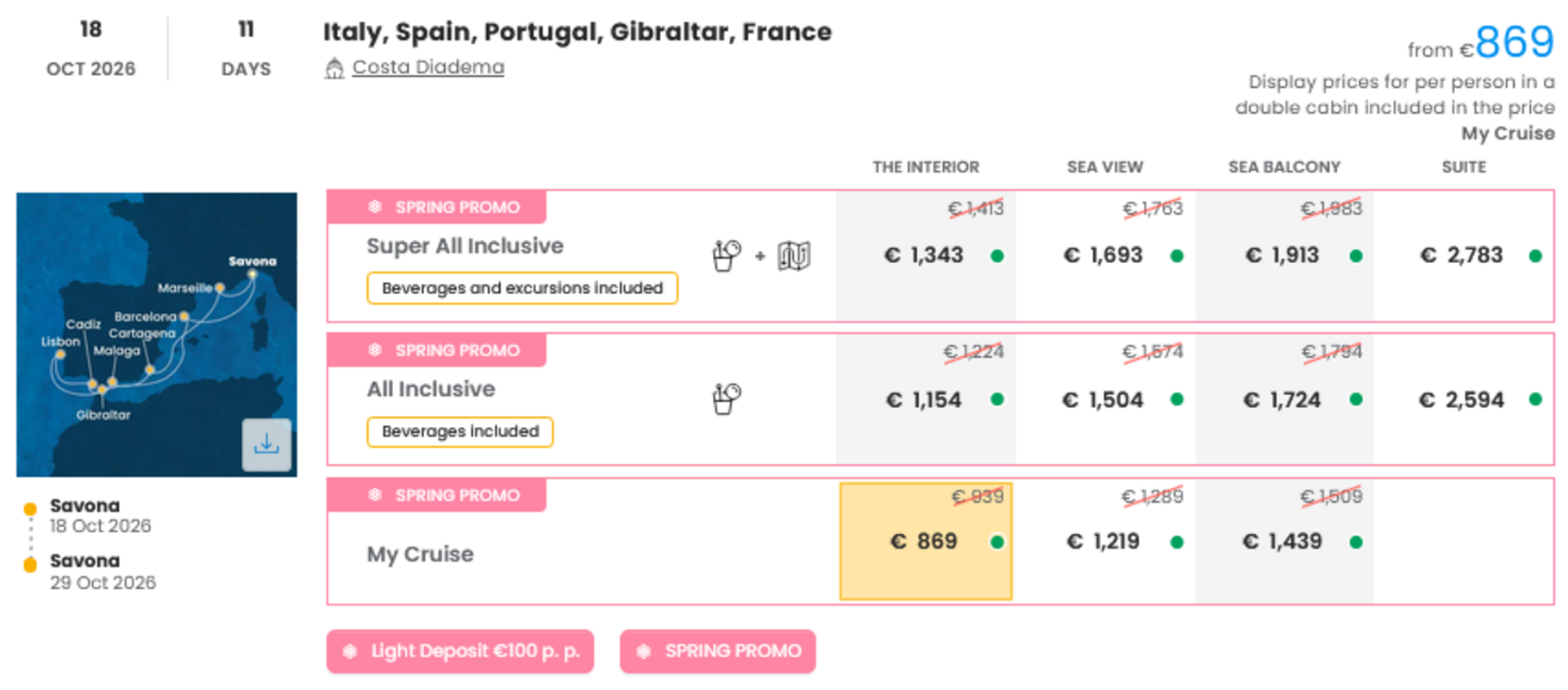 KRIŽARJENJE - POSEBNA PONUDBA "SPRING PROMO"