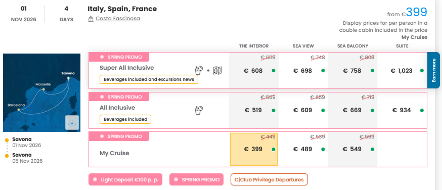 KRIŽARJENJE - POSEBNA PONUDBA "SPRING PROMO"