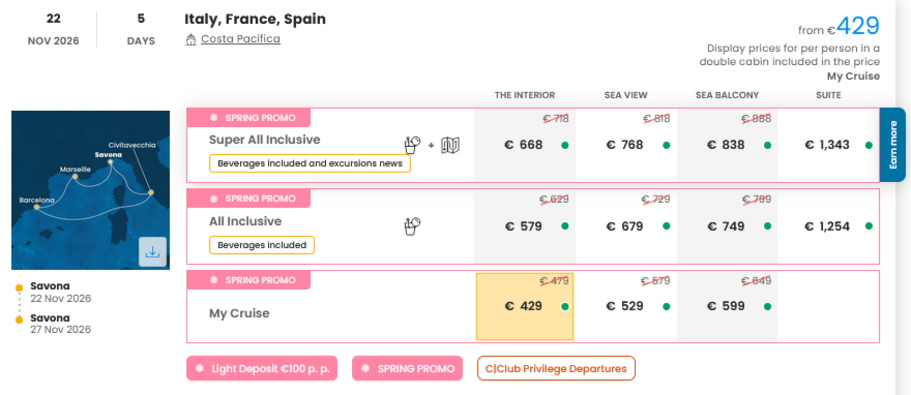 KRIŽARJENJE - POSEBNA PONUDBA "SPRING PROMO"