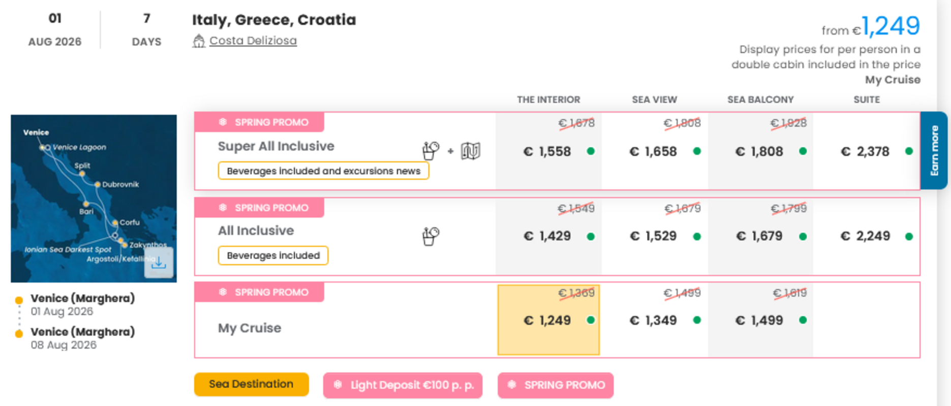 KRIŽARJENJE - POSEBNA PONUDBA "SPRING PROMO"