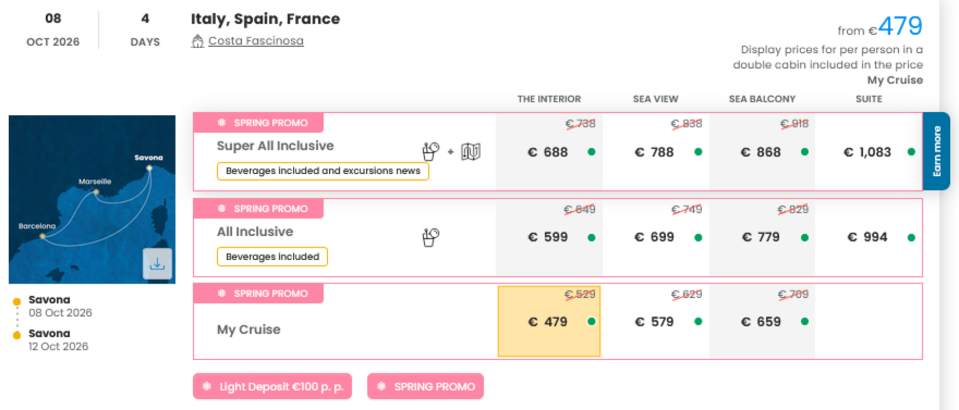 KRIŽARJENJE - POSEBNA PONUDBA "SPRING PROMO"