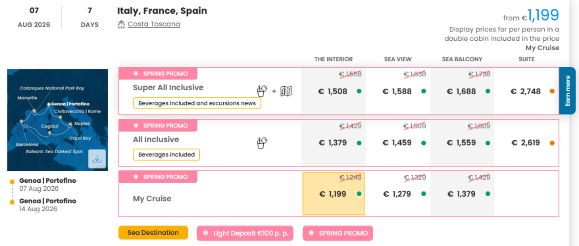 KRIŽARJENJE - POSEBNA PONUDBA "SPRING PROMO"