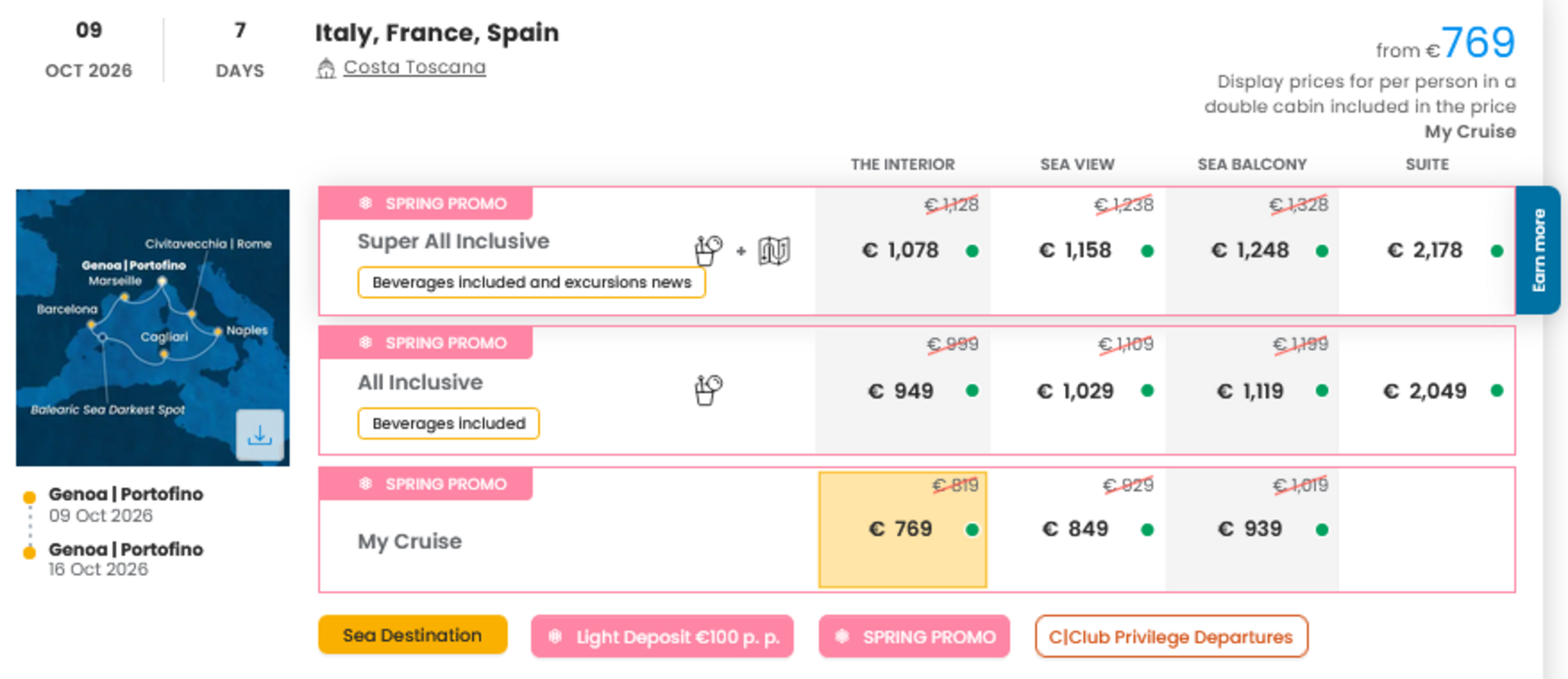 KRIŽARJENJE - POSEBNA PONUDBA "SPRING PROMO"