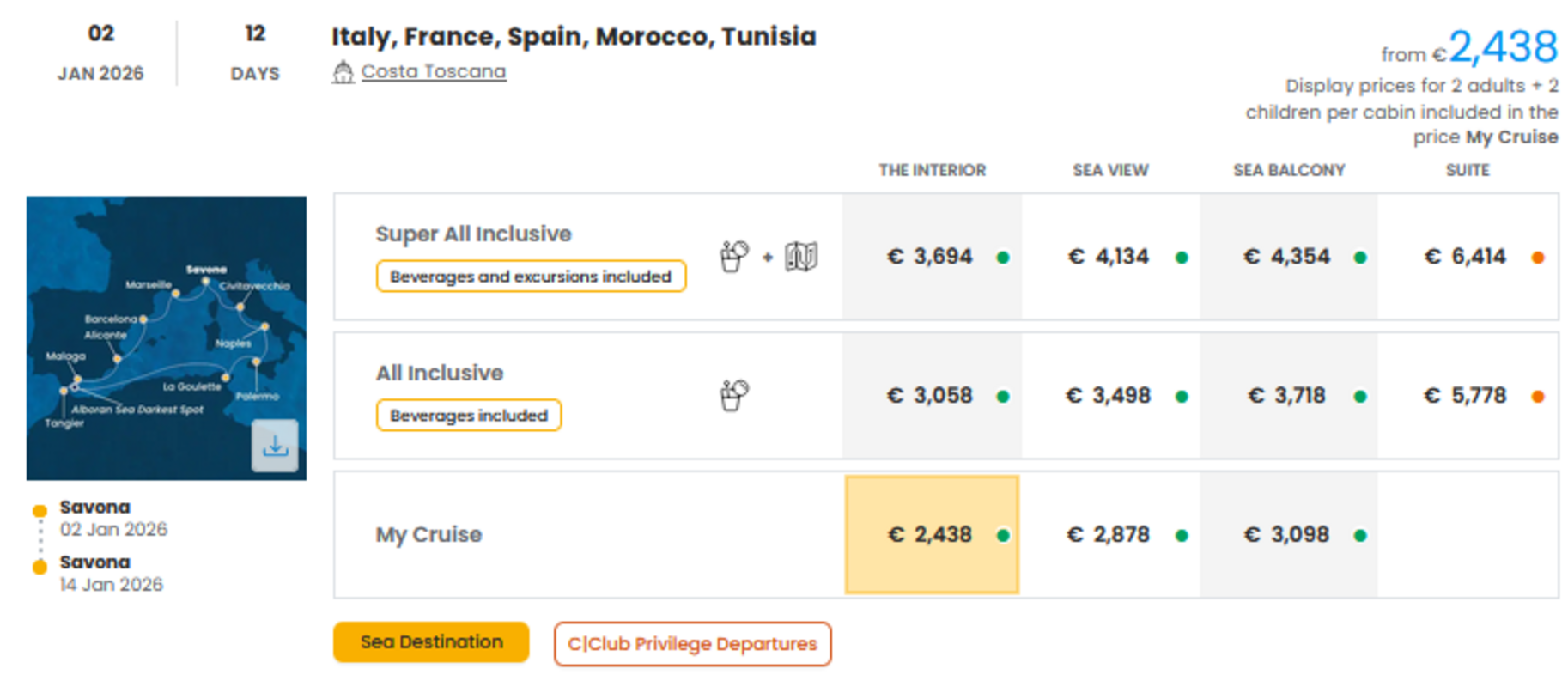 COSTA - INDIVIDUALNE PONUDBE ZA DRUŽINE