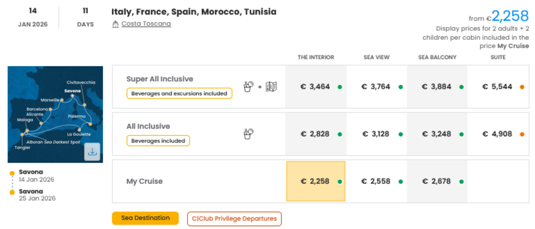 COSTA - INDIVIDUALNE PONUDBE ZA DRUŽINE