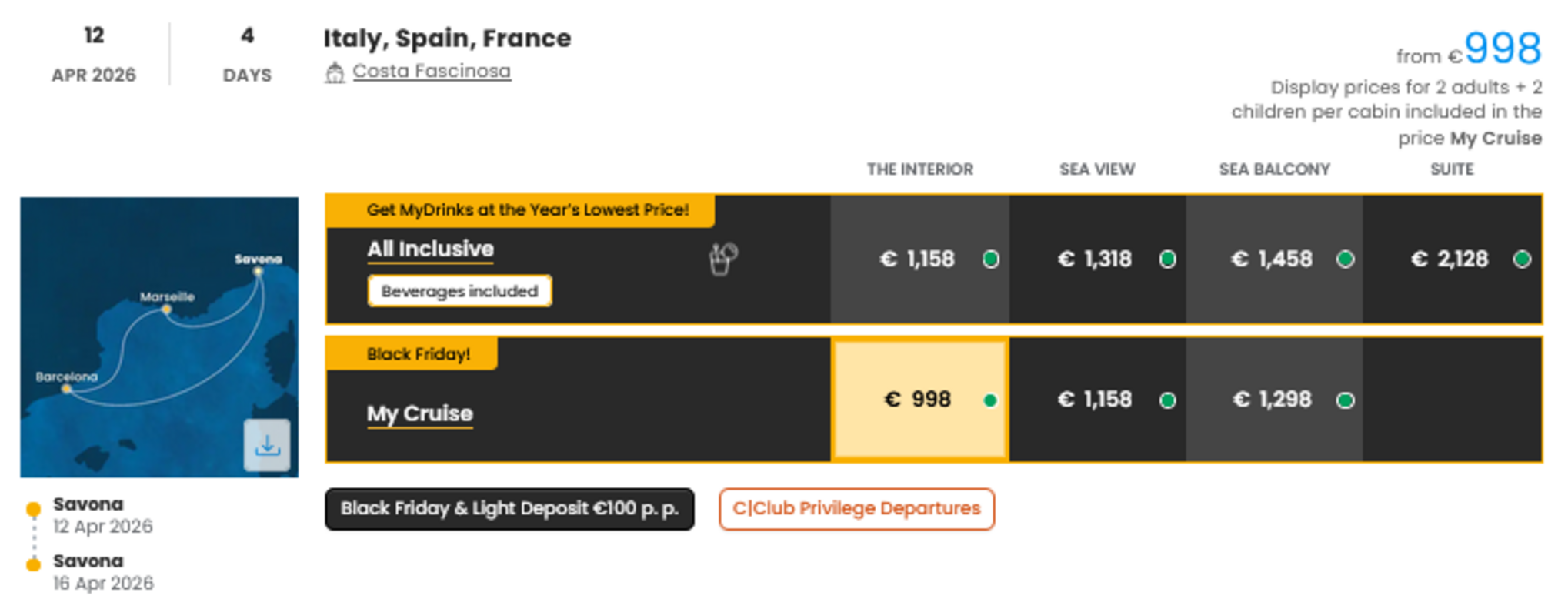 COSTA - INDIVIDUALNE PONUDBE ZA DRUŽINE