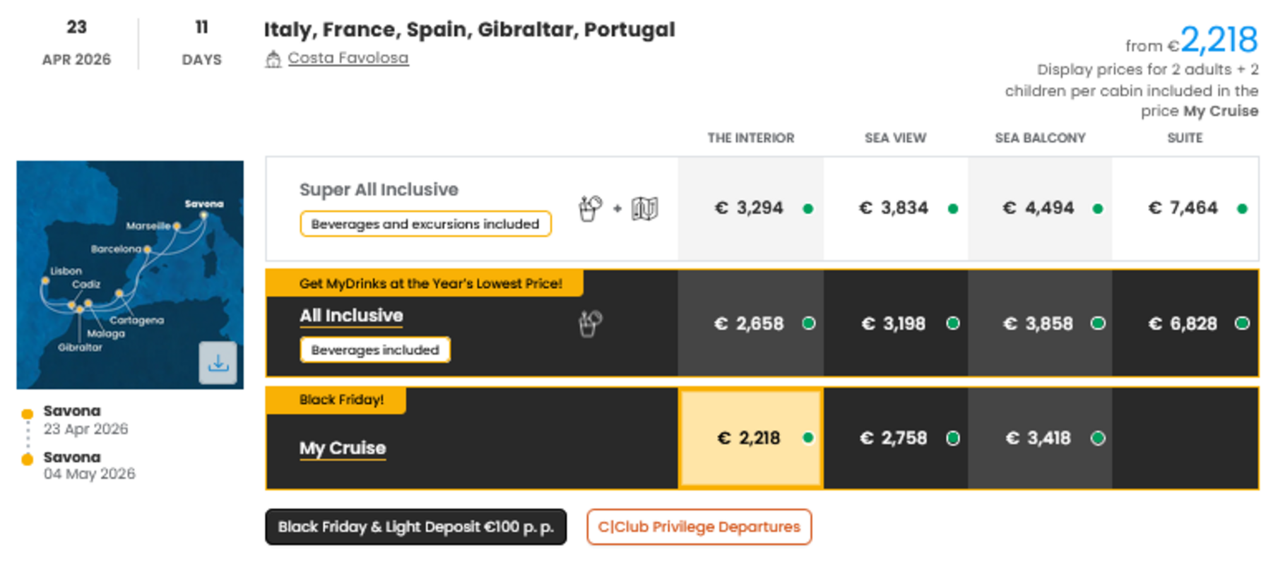 COSTA - INDIVIDUALNE PONUDBE ZA DRUŽINE