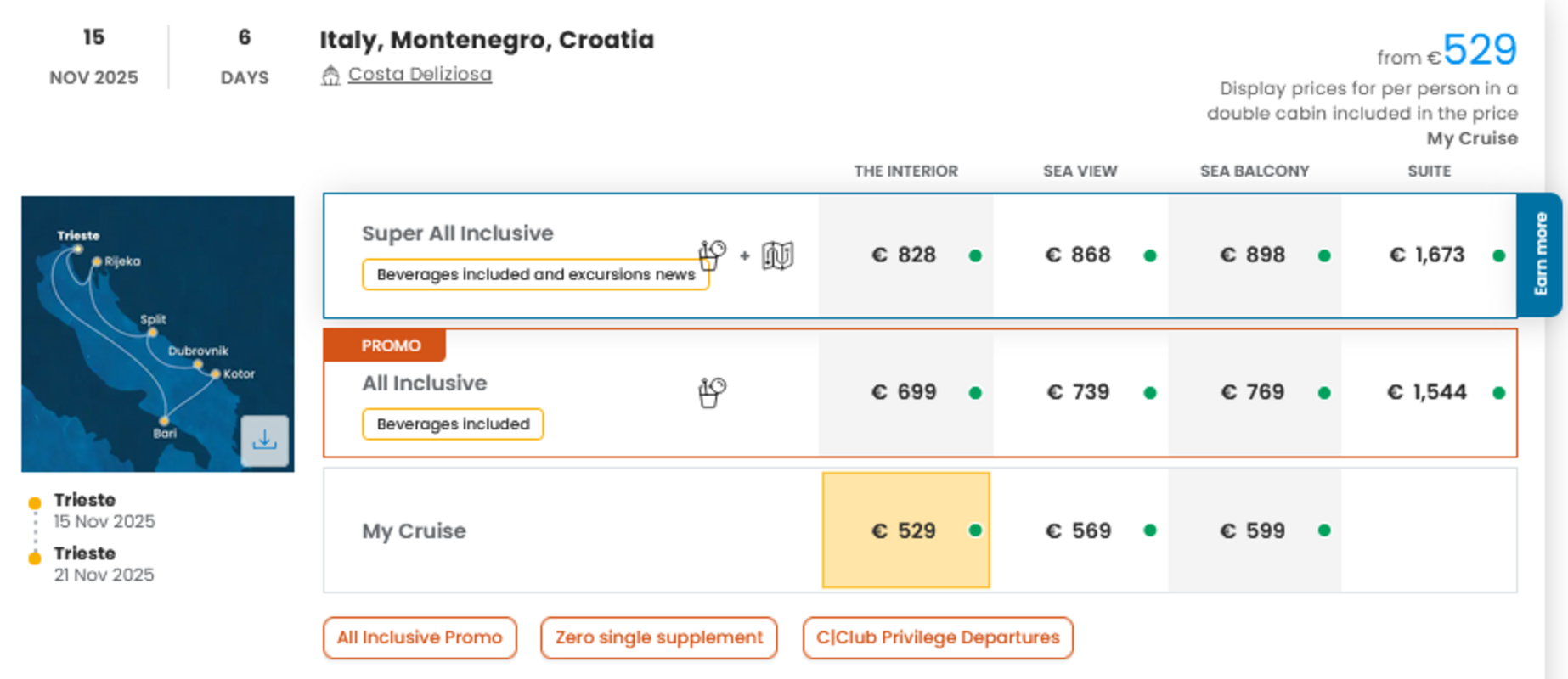 COSTA - INDIVIDUALNI ODHODI ZA SAMSKE