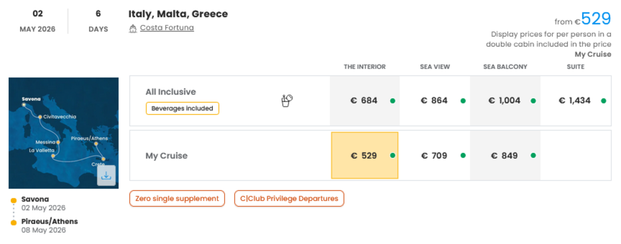 COSTA - ZA SAMSKE - INDIVIDUALNI ODHOD