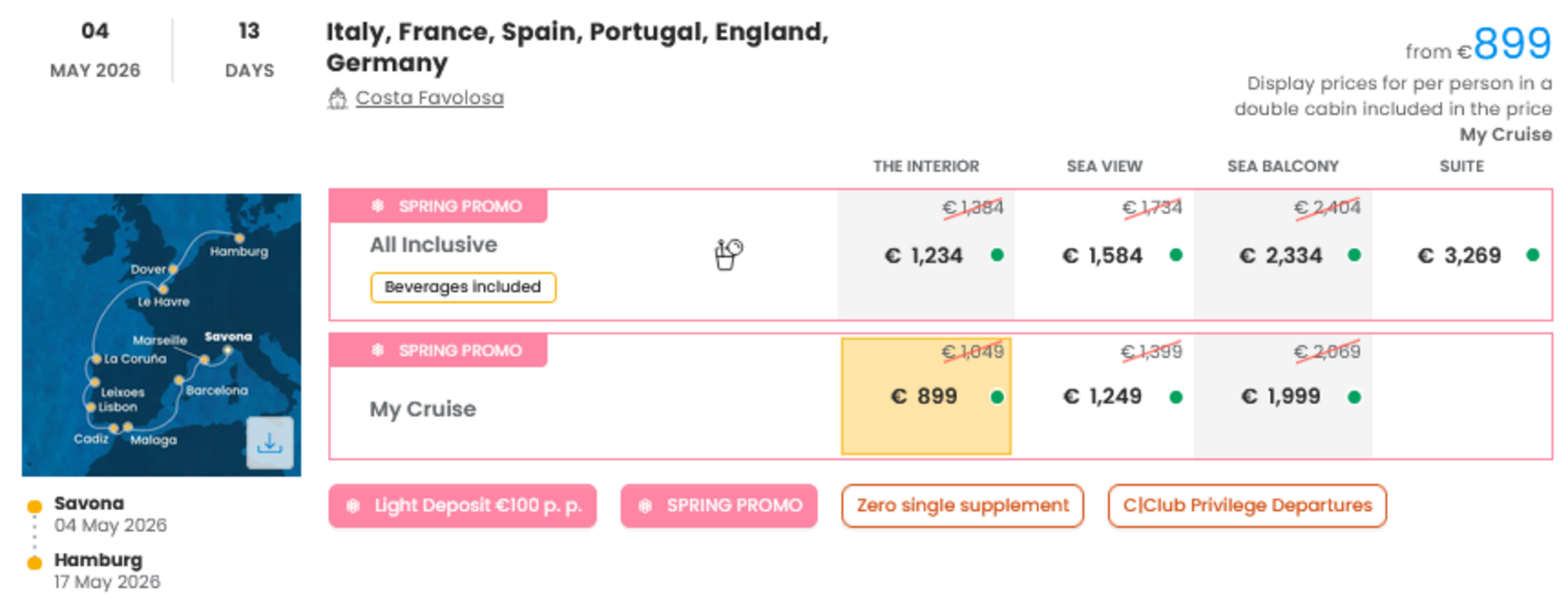 COSTA - ZA SAMSKE - INDIVIDUALNI ODHOD