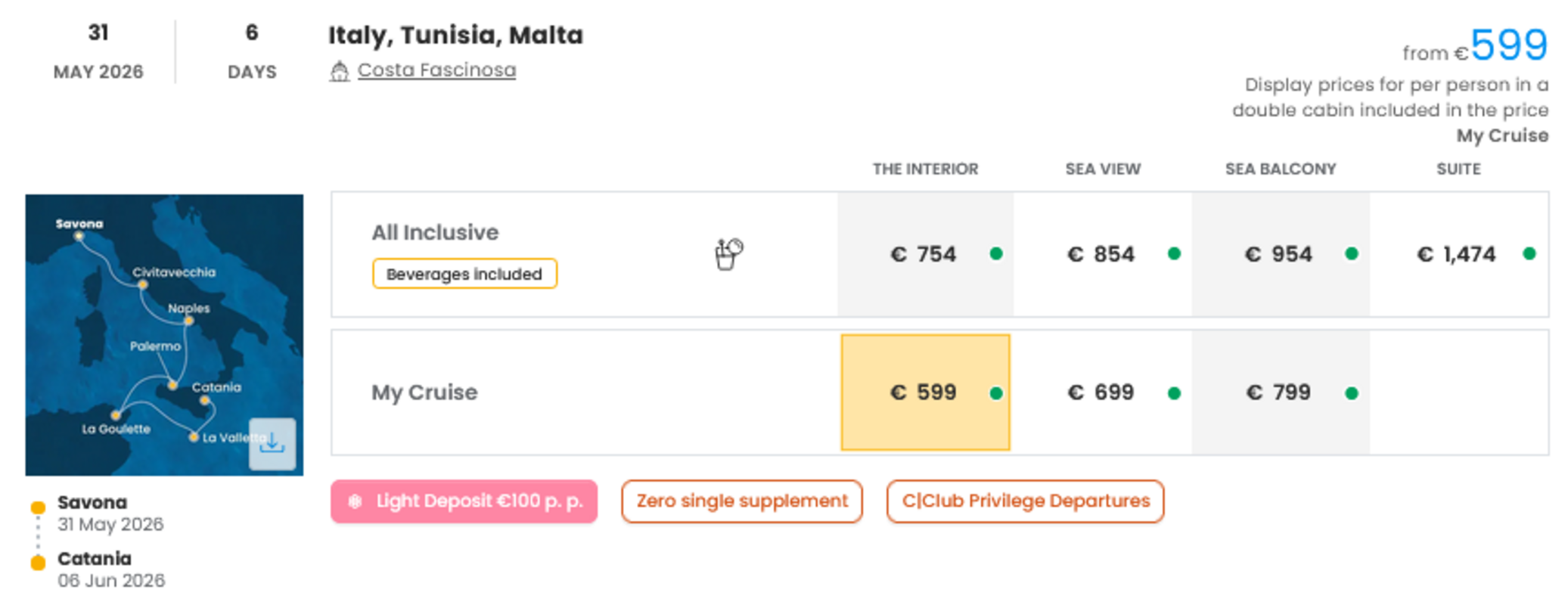 COSTA - ZA SAMSKE - INDIVIDUALNI ODHOD