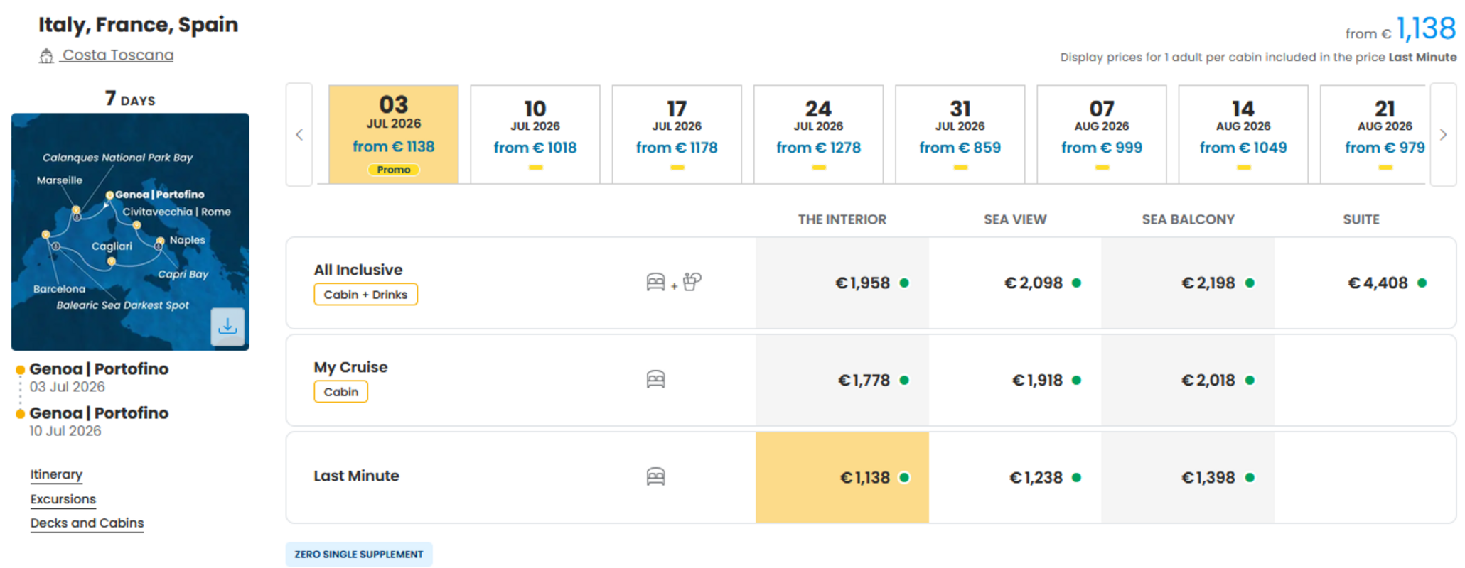 COSTA - ZA SAMSKE - LAST MINUTE na dan 01.07.2026