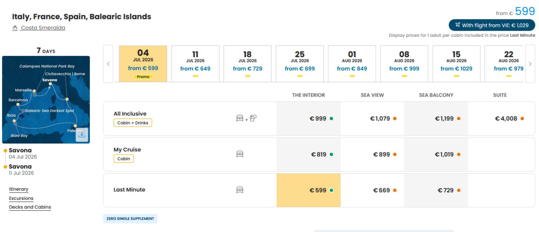 COSTA - ZA SAMSKE - LAST MINUTE na dan 01.07.2026
