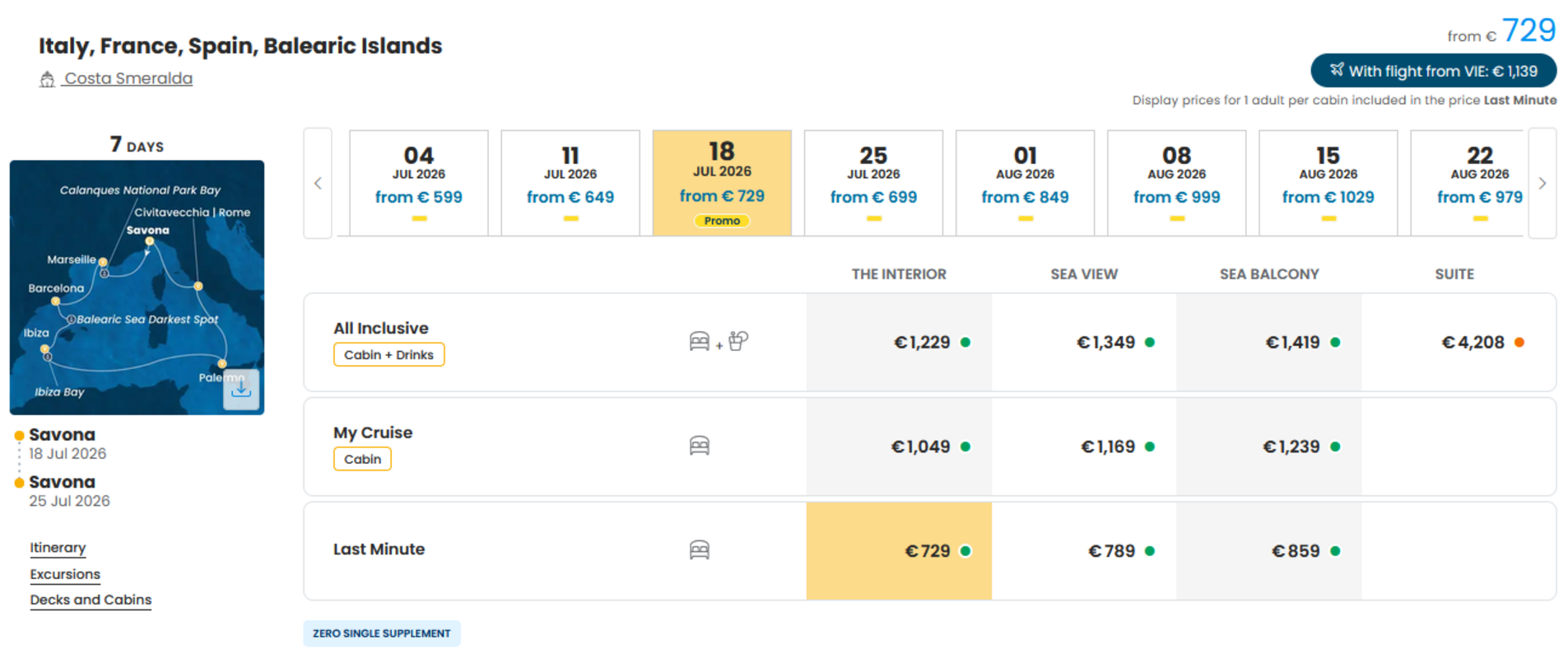 COSTA - ZA SAMSKE - LAST MINUTE na dan 01.07.2026