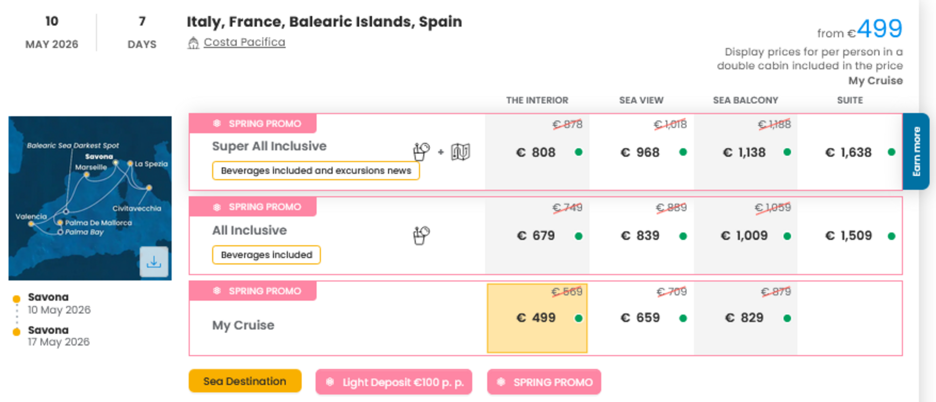 KRIŽARJENJE - POSEBNA PONUDBA "SPRING PROMO"