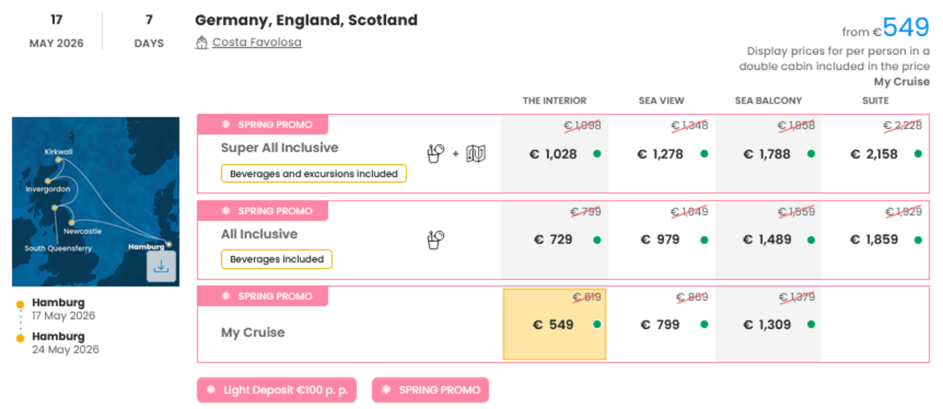 KRIŽARJENJE - POSEBNA PONUDBA "SPRING PROMO"