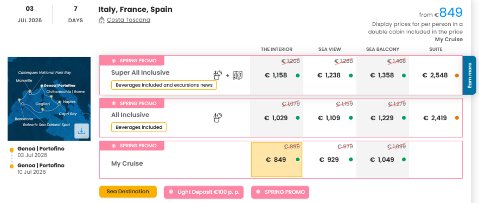KRIŽARJENJE - POSEBNA PONUDBA "SPRING PROMO"