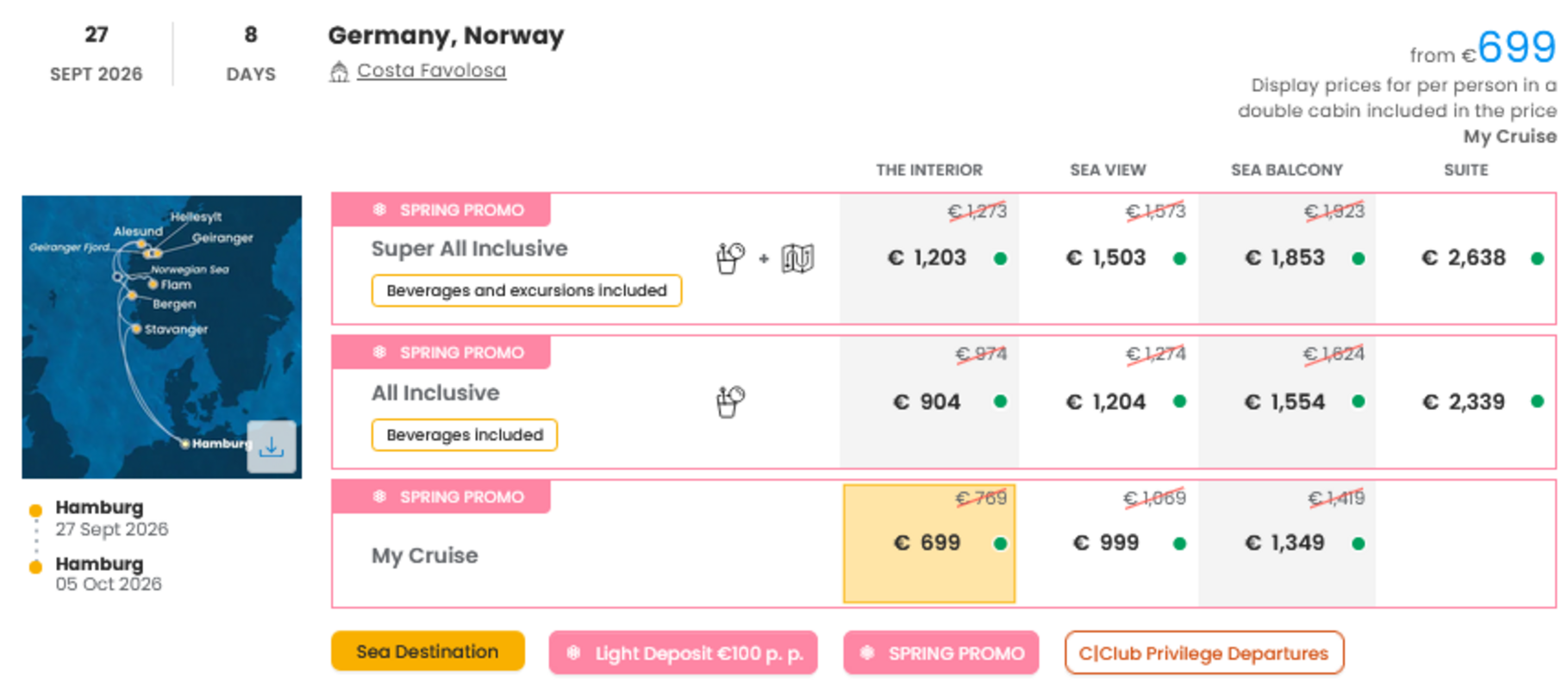 KRIŽARJENJE - POSEBNA PONUDBA "SPRING PROMO"