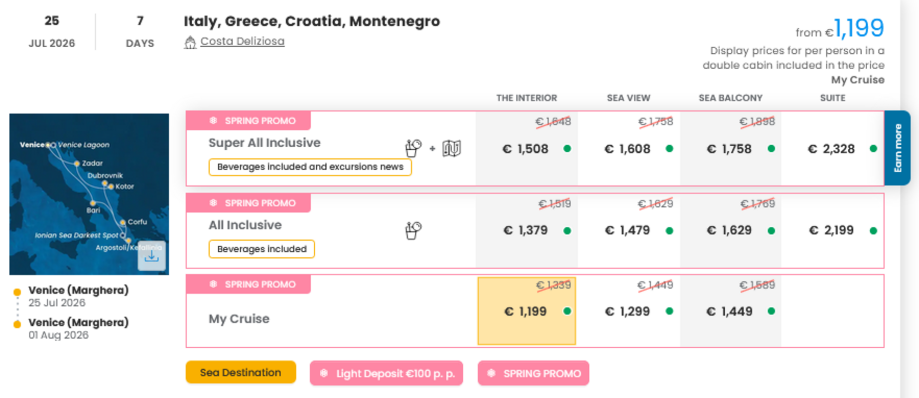 KRIŽARJENJE - POSEBNA PONUDBA "SPRING PROMO"